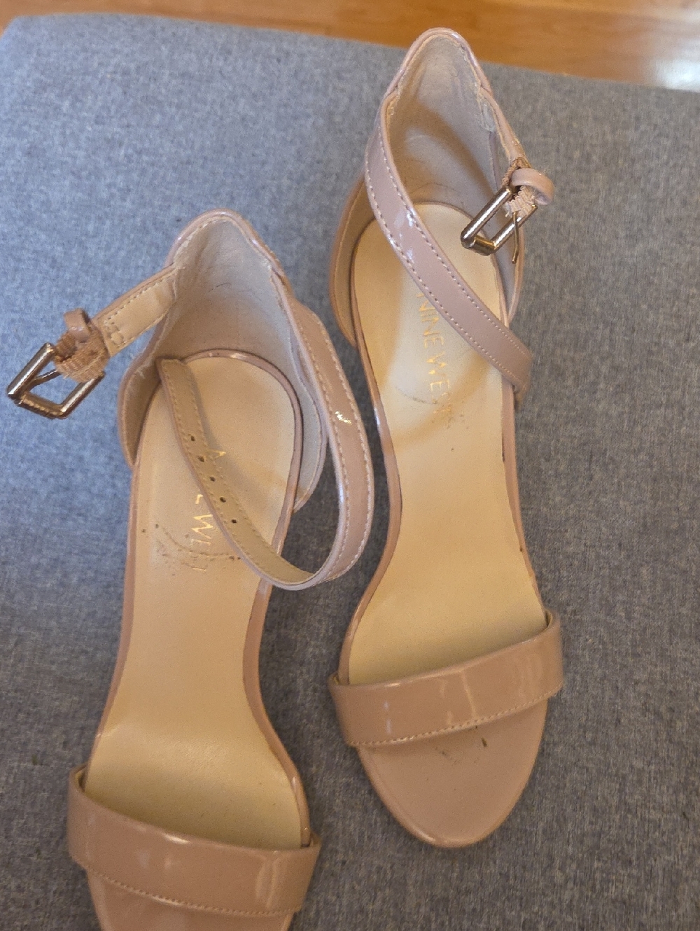 Nine West NUde Patent Ankle-Strap Sandals